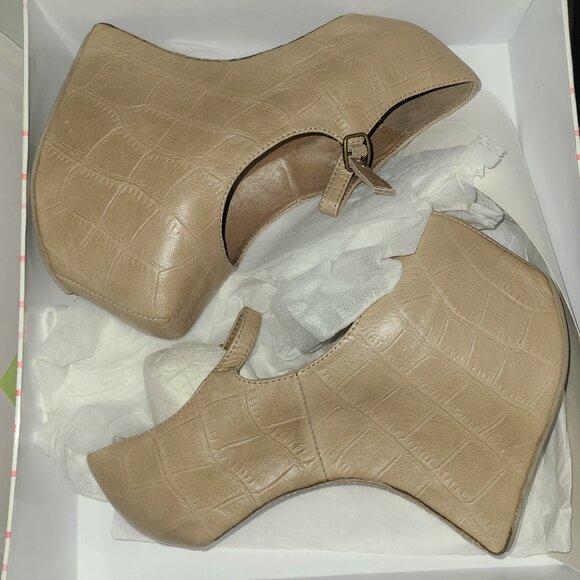 Jeffrey Campbell 5 5.5 Nightwalk Beige Croc Heelless Mary-Jane - Picture 7 of 7
